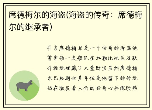 席德梅尔的海盗(海盗的传奇：席德梅尔的继承者)
